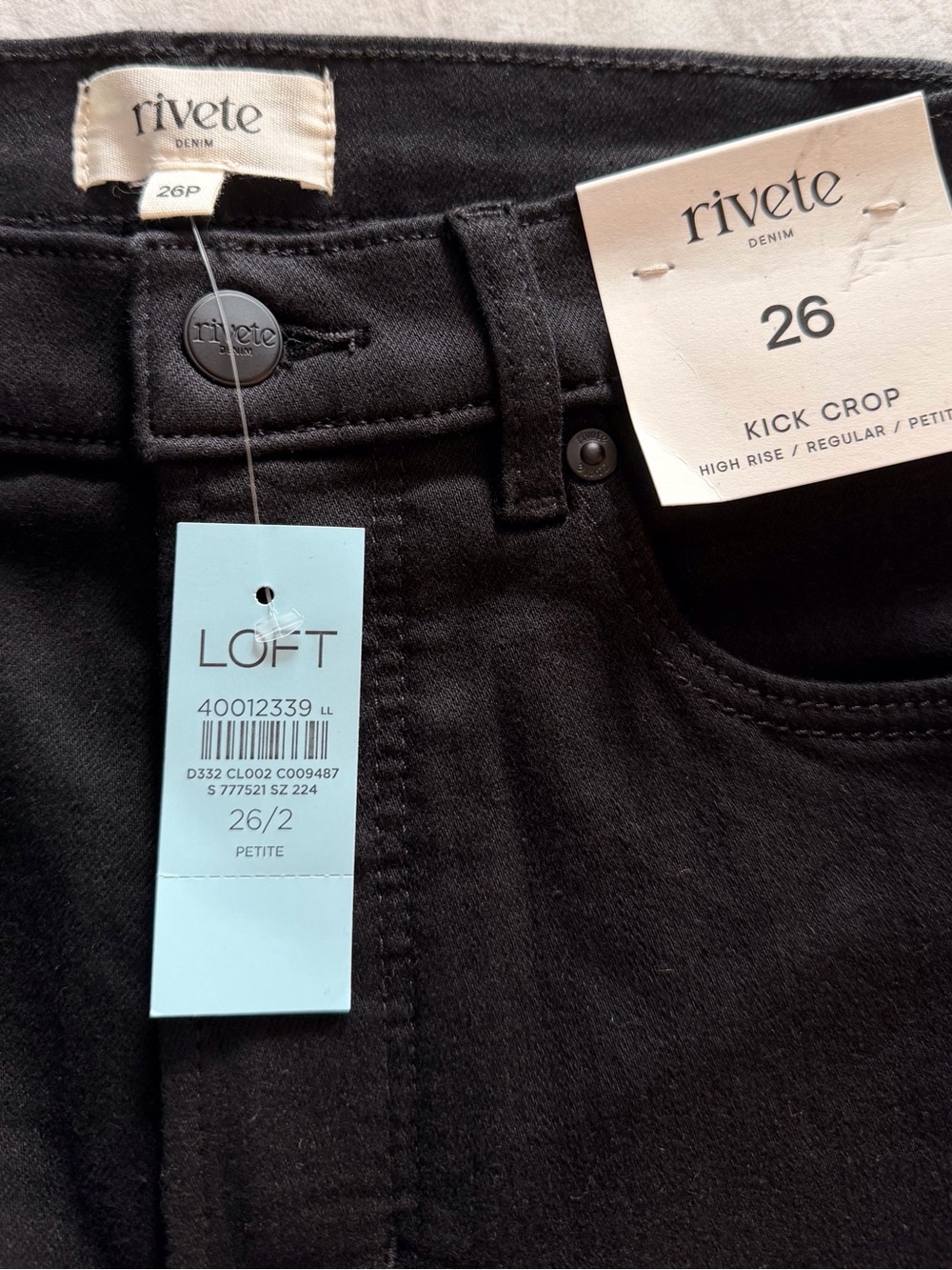 LOFT Rivete Kick Crop Slim-Straight Jeans — Black